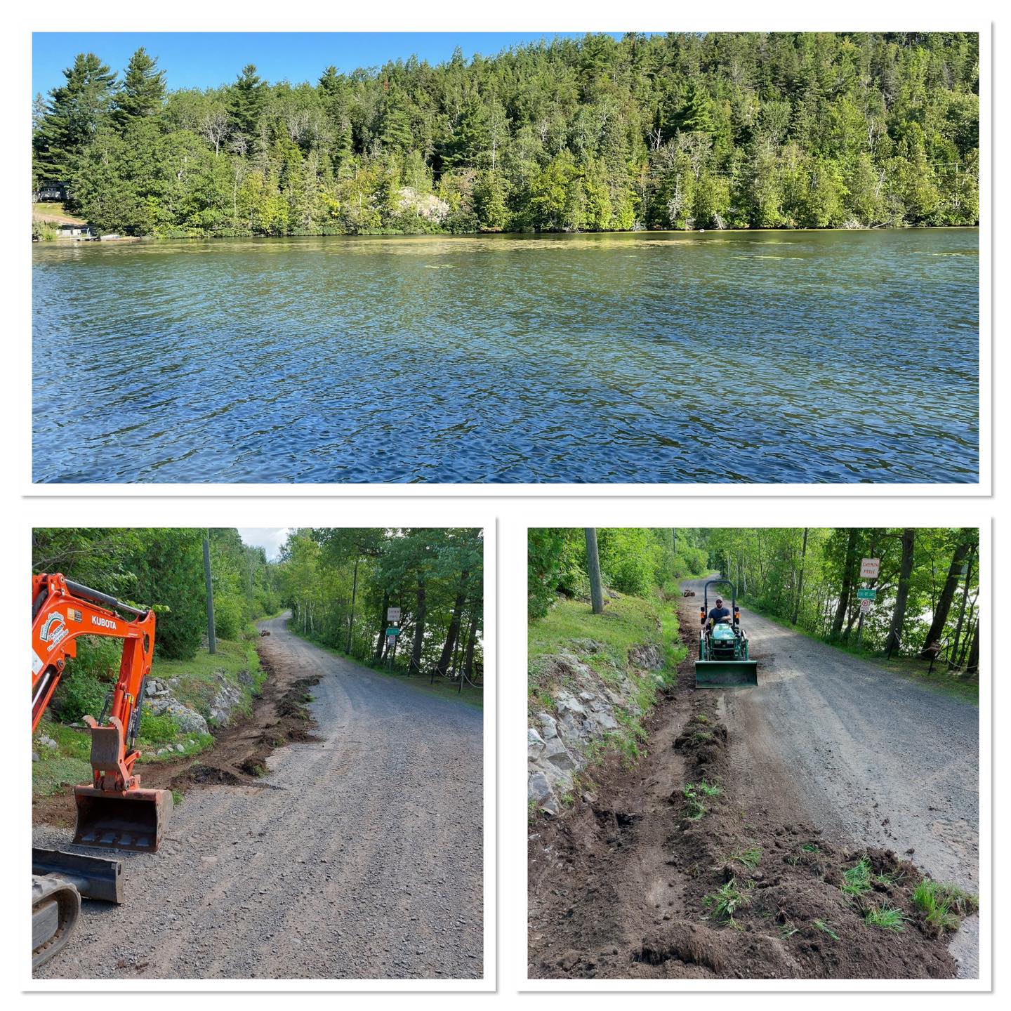 Collage de photos des travaux de voirie et du lac